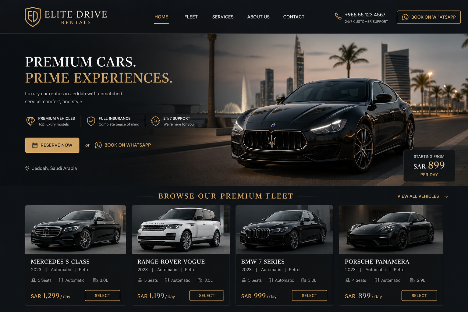 Elite Drive Rentals website preview