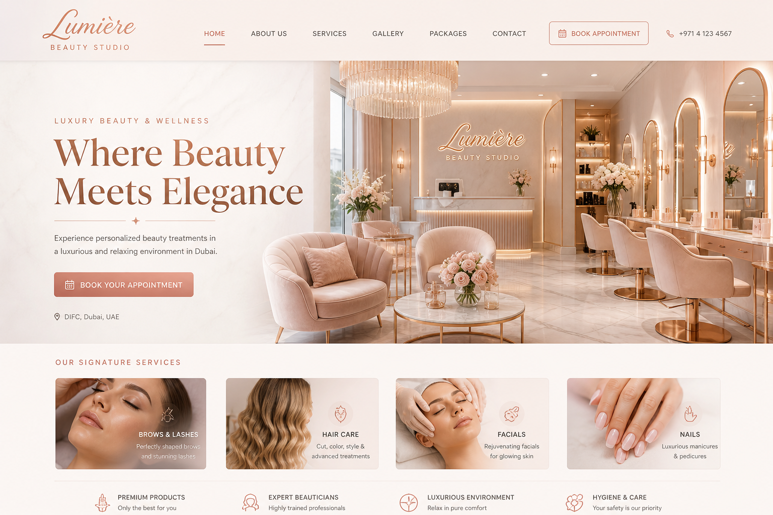 Lumière Beauty Studio website preview